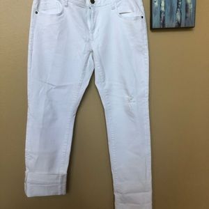 Cabi white distressed jeans.